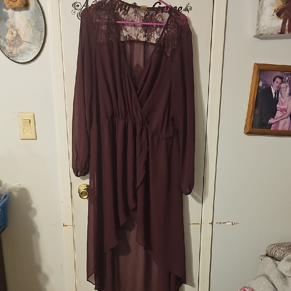 Elegant Burgundy Lace Women Overlay Dress